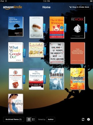 Kindle app bookshelf